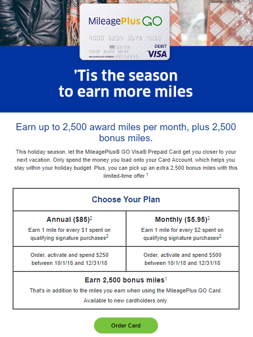 [Targeted] United MileagePlus Go (Prepaid Card) 2,500 Bonus Doctor Of