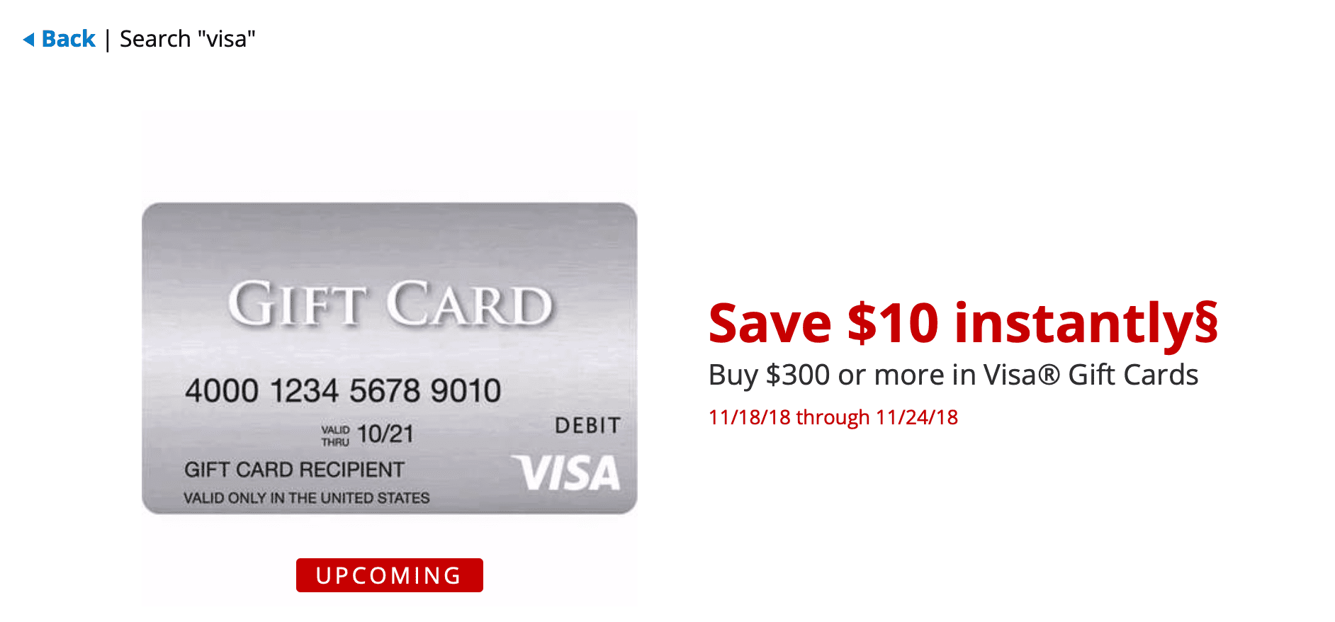 Visa® $300 Gift Card