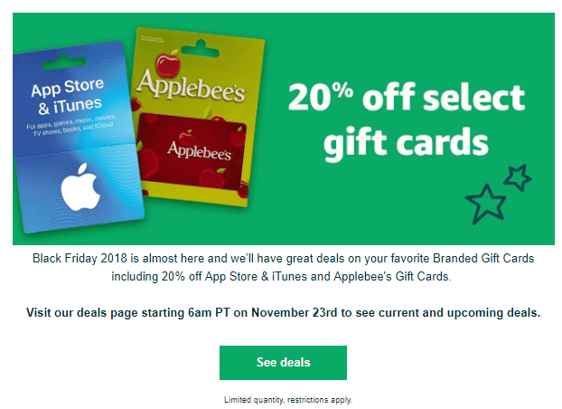 Expired] : 20% Off Select Third Party Giftcards (Starting