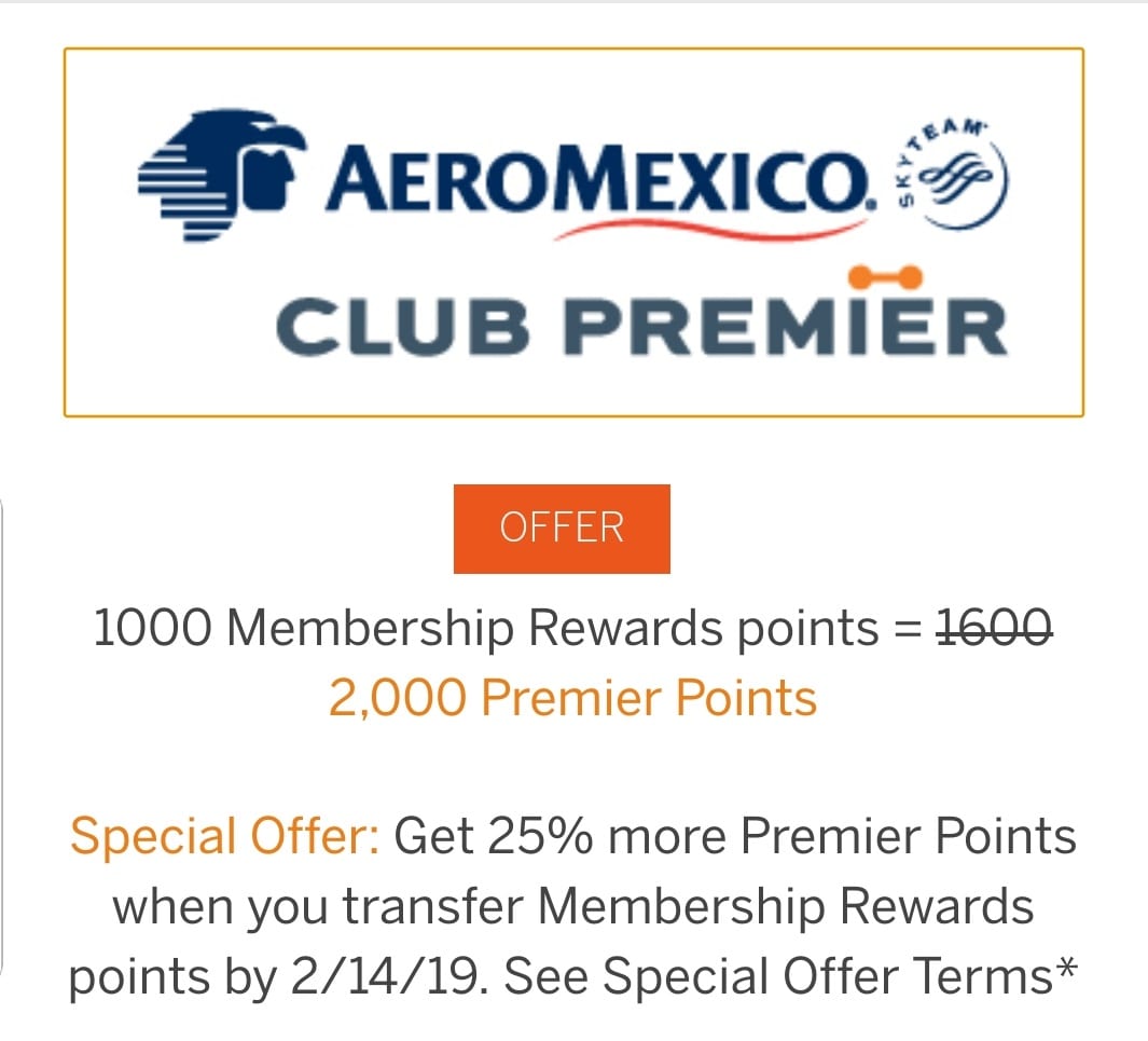 Aeromexico Points Chart