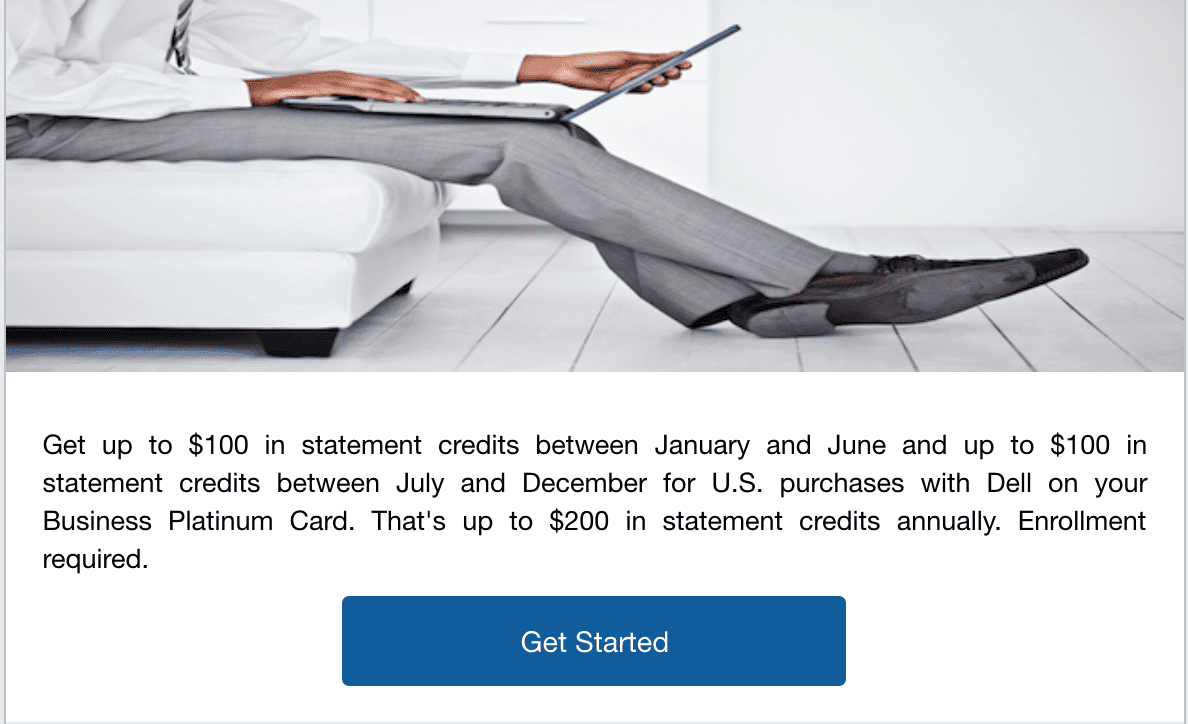 American Express Business Platinum $400 Dell Annual Benefit Live for Existing Cardmembers ($200 twice per year) - Doctor Of Credit American Express Business Platinum $400 Dell Annual Benefit Live for Existing Cardmembers ($200 twice per year) - Doctor Of Credit