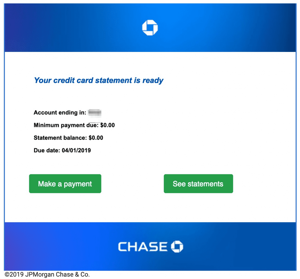 Chase Enhances EStatements with Statement Balance and Minimum Payment