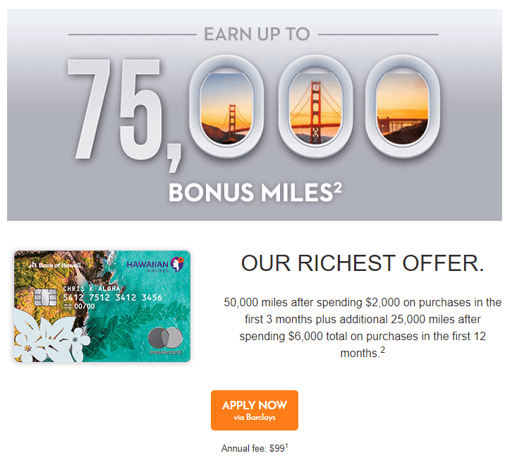 Expired Bank Of Hawaii Barclays 75 000 Miles Bonus Offer Ends 5 5 Doctor Of Credit