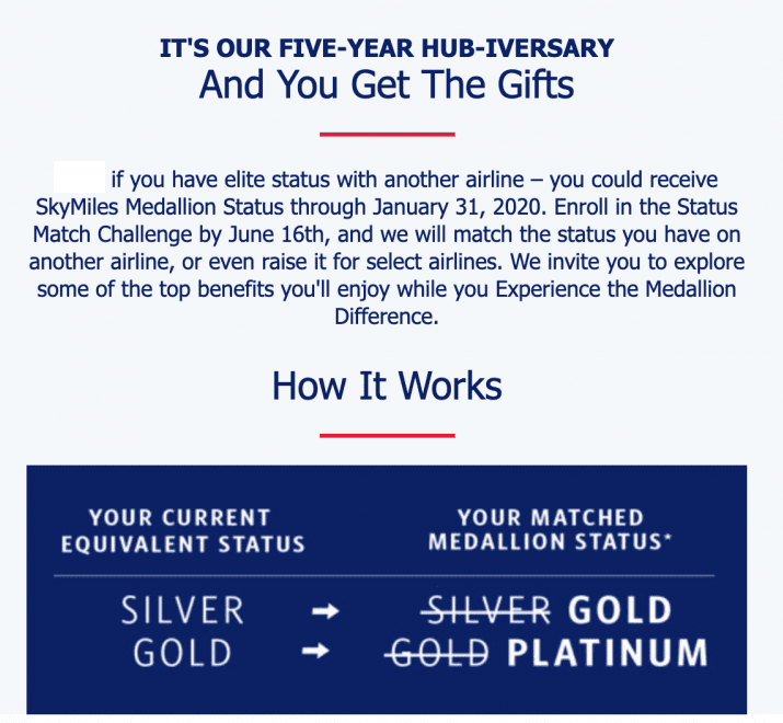 [YMMV/Targeted] Delta Status Match Get Matched To One Level Higher