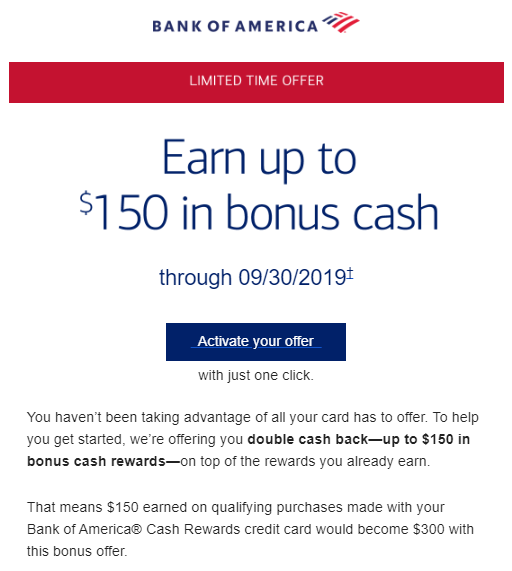 Expired Targeted Bank Of America Double Cash Back For Some