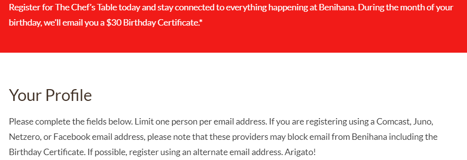 Benihana: Free $30 Certificate During Your Birthday Month (Must Purchase Adult Entree) - Doctor Of Credit