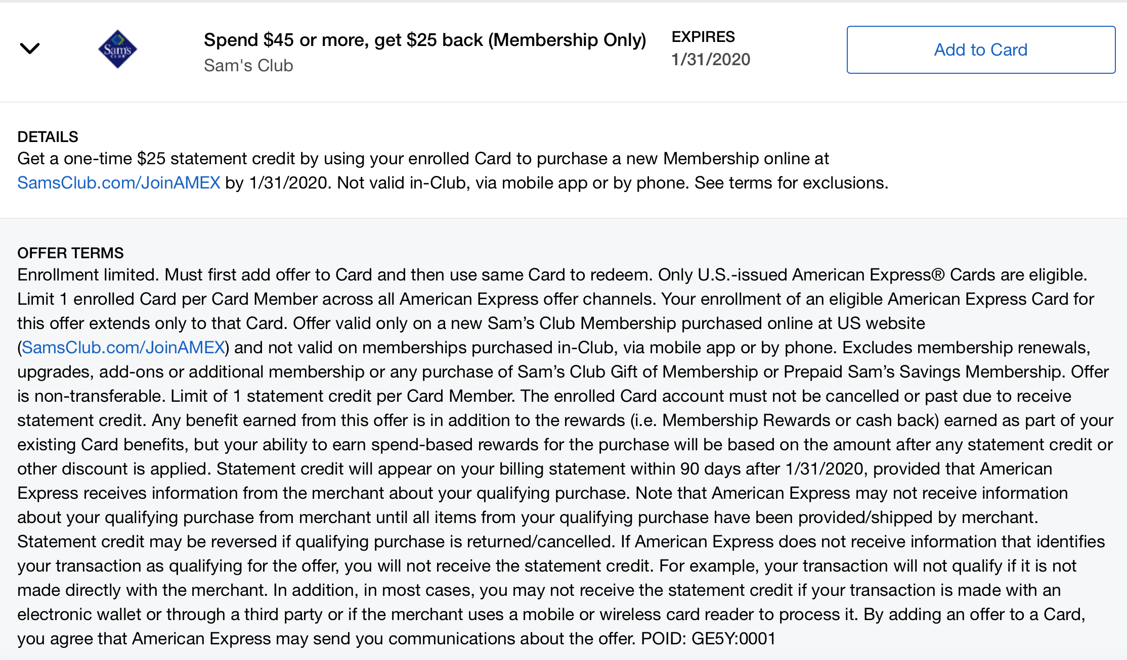 Expired] Amex Offers: Save $25 on $45 Sam's Club Membership (Stack with  Referral, Savings Offer, Portal & More) - Doctor Of Credit