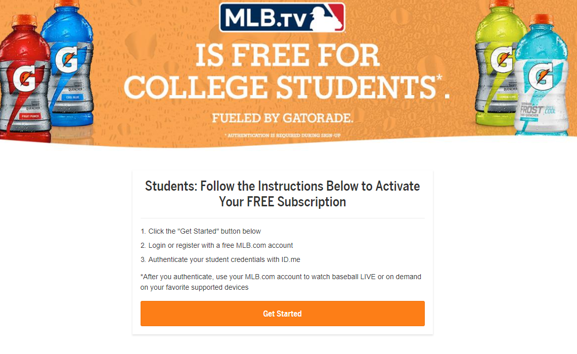 Free MLB Subscription For College Students