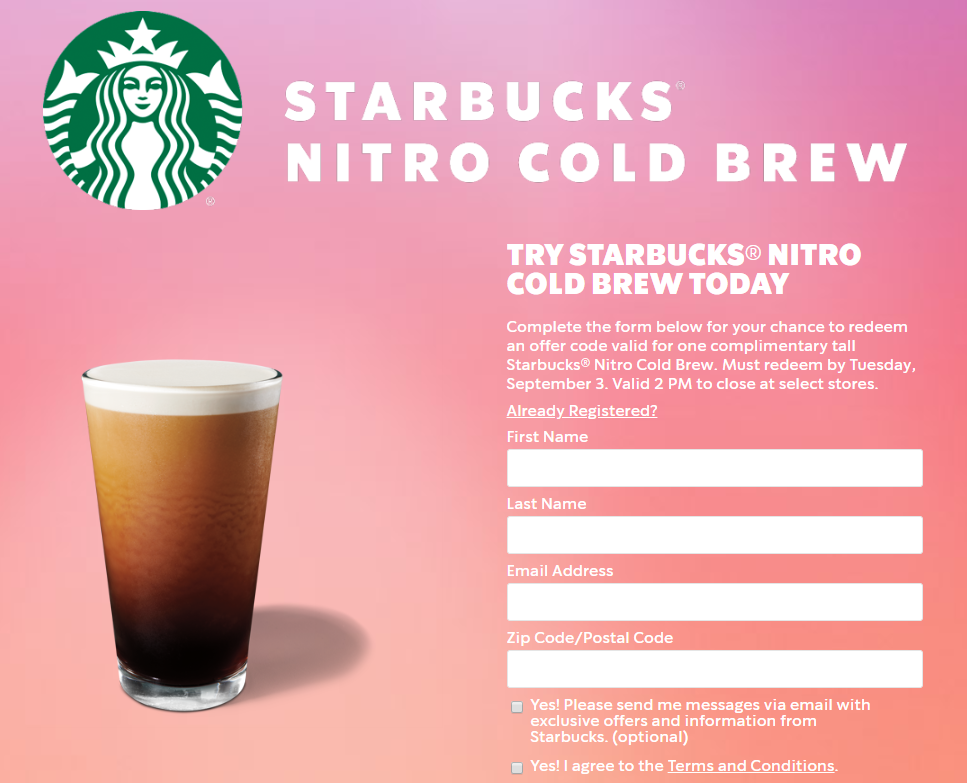 Expired Starbucks: Free Tall Nitro Cold Brew For Filling Out Form - Doctor ...