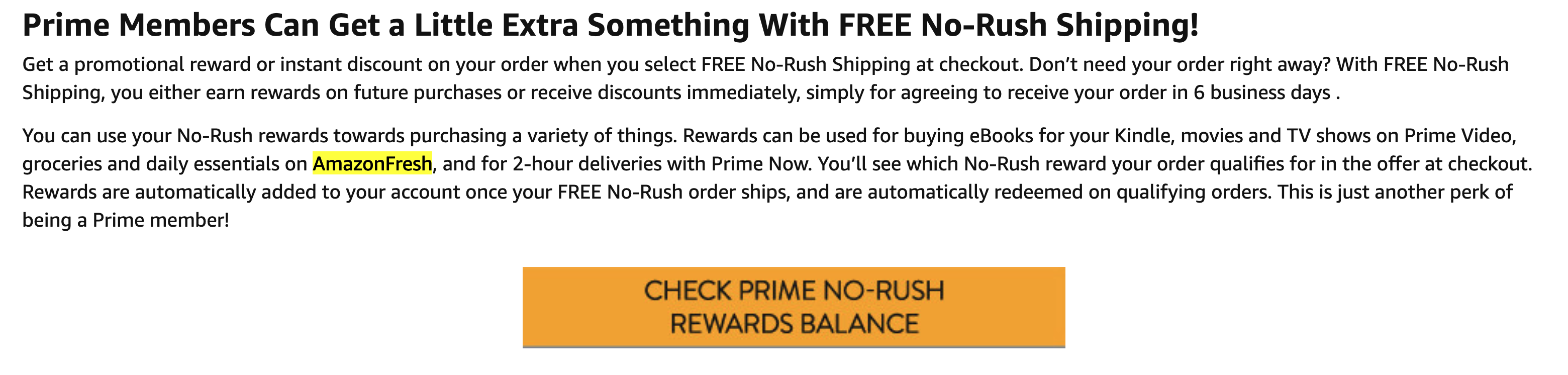 [Update in Post] Amazon NoRush Digital Credits Work for Amazon Fresh