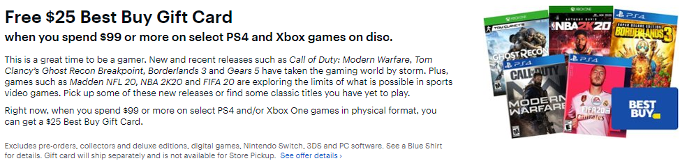 Best Buy Purchase 100 In Xbox One Ps4 Games Get 25 Best Buy Giftcard Doctor Of Credit Best Buy Purchase 100 In Xbox One Ps4 Games Get 25 Best Buy Giftcard Doctor Of Credit