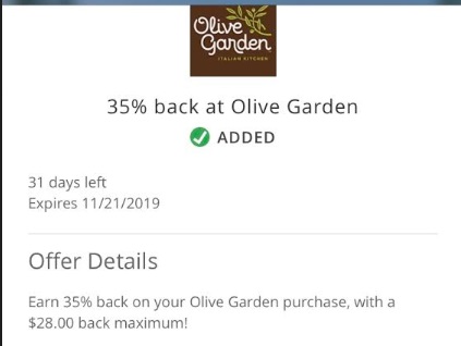 Ymmv Chase Offers Bofa 35 Back At Olive Garden Max 28