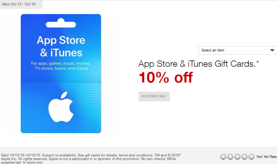[Expired] Staples 10 Off iTunes Giftcards (10/1310/19, In Store