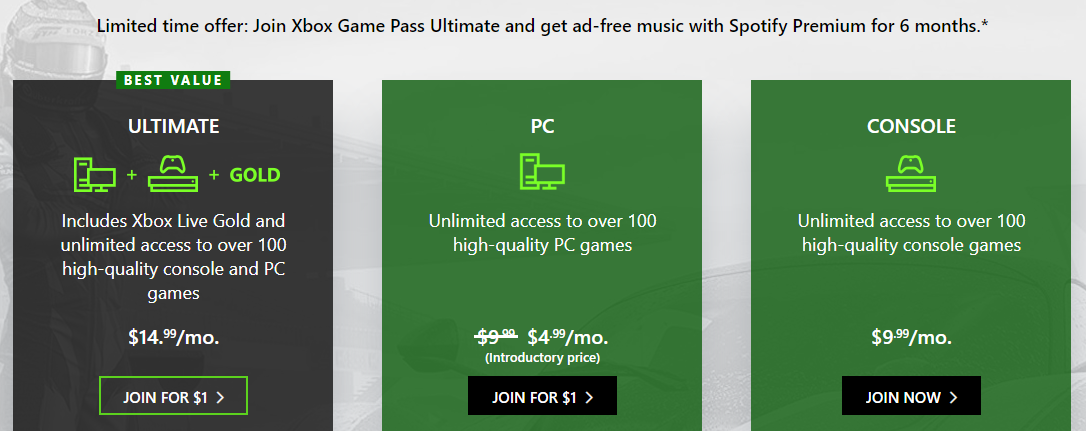 Join Xbox Game Pass Ultimate For 1 Get Spotify Premium For Six
