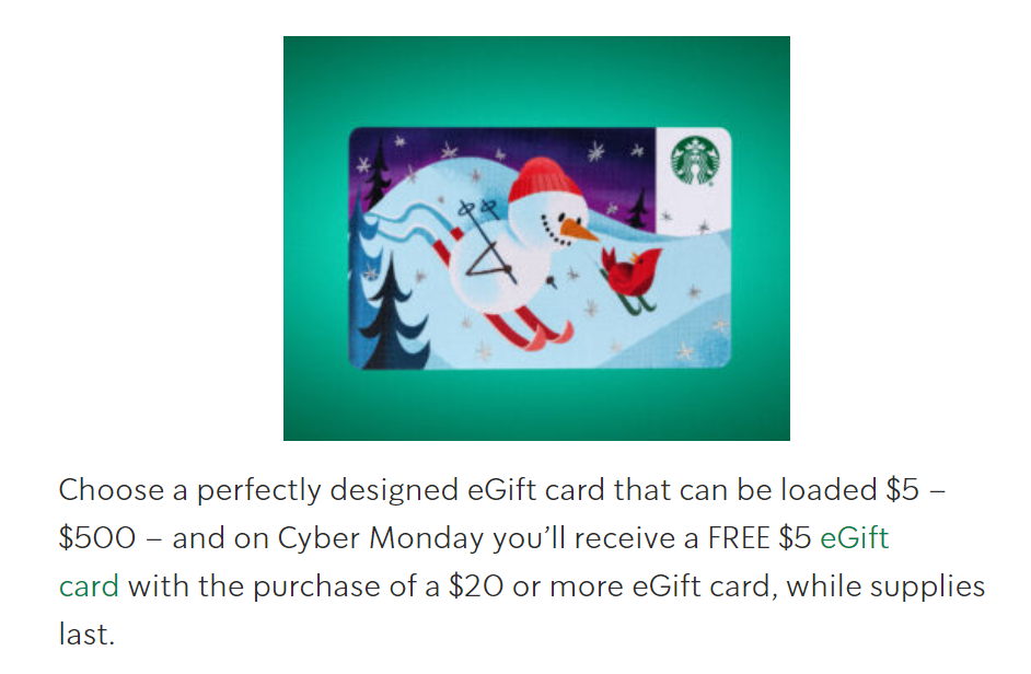 [Expired] [Live] Starbucks Purchase 20 Giftcard & Get 5 Bonus (Cyber Monday) Doctor Of Credit