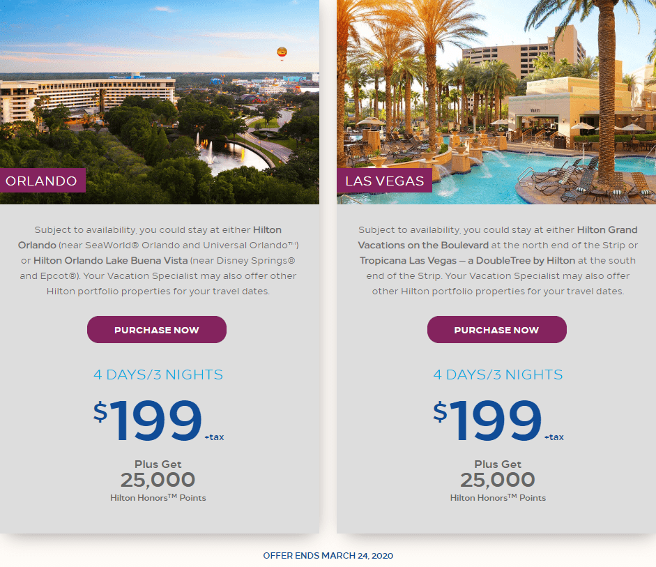 Hilton Timeshare Offer Get 3 Nights In Las Vegas Or Orlando + 25k