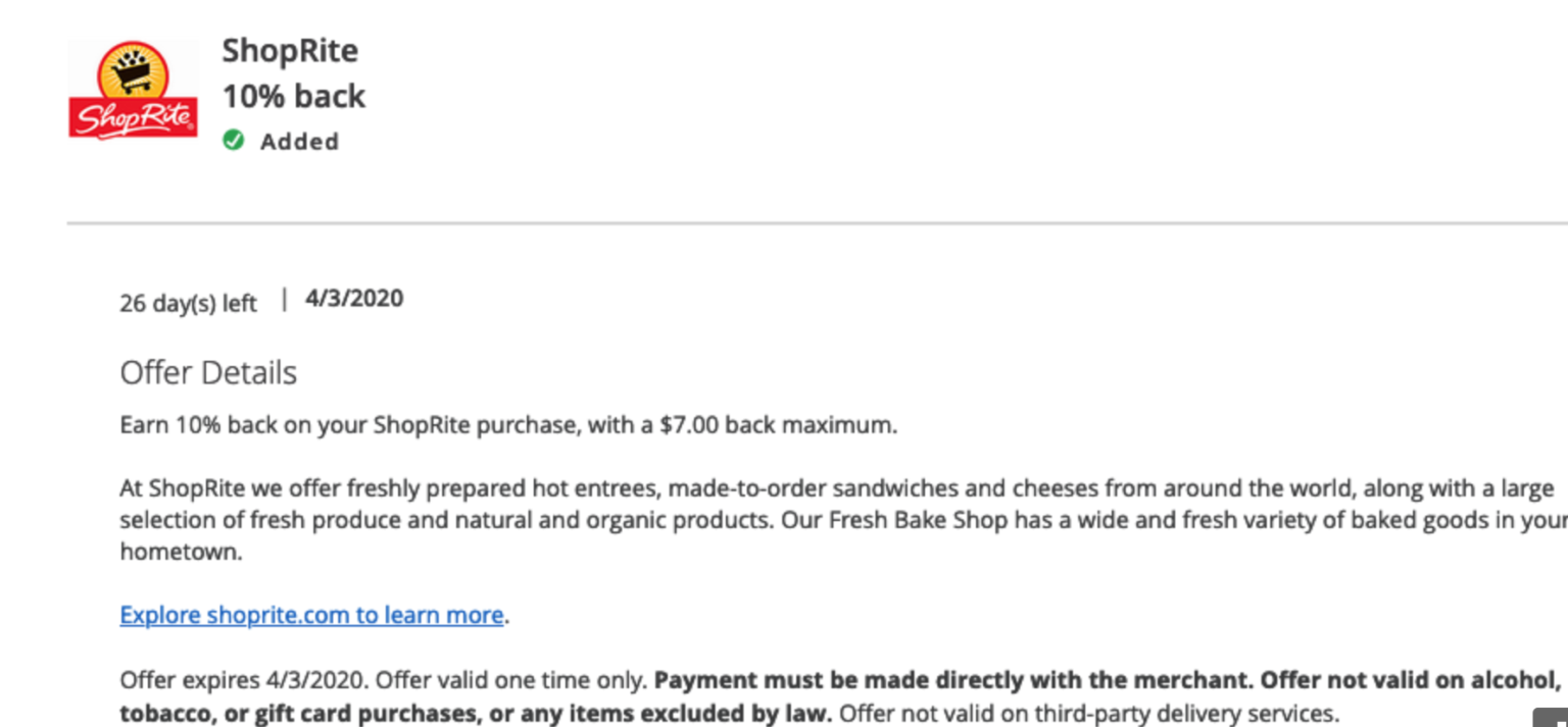 [Expired] Chase Offers/BofA Save 10 at Shoprite, Max 10 Cashback