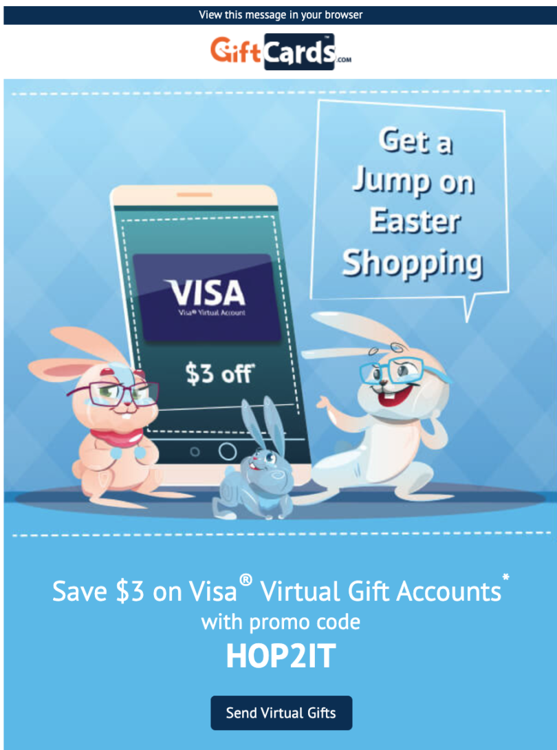 [Expired] 3 Off Virtual Visa Giftcard; Promo Code