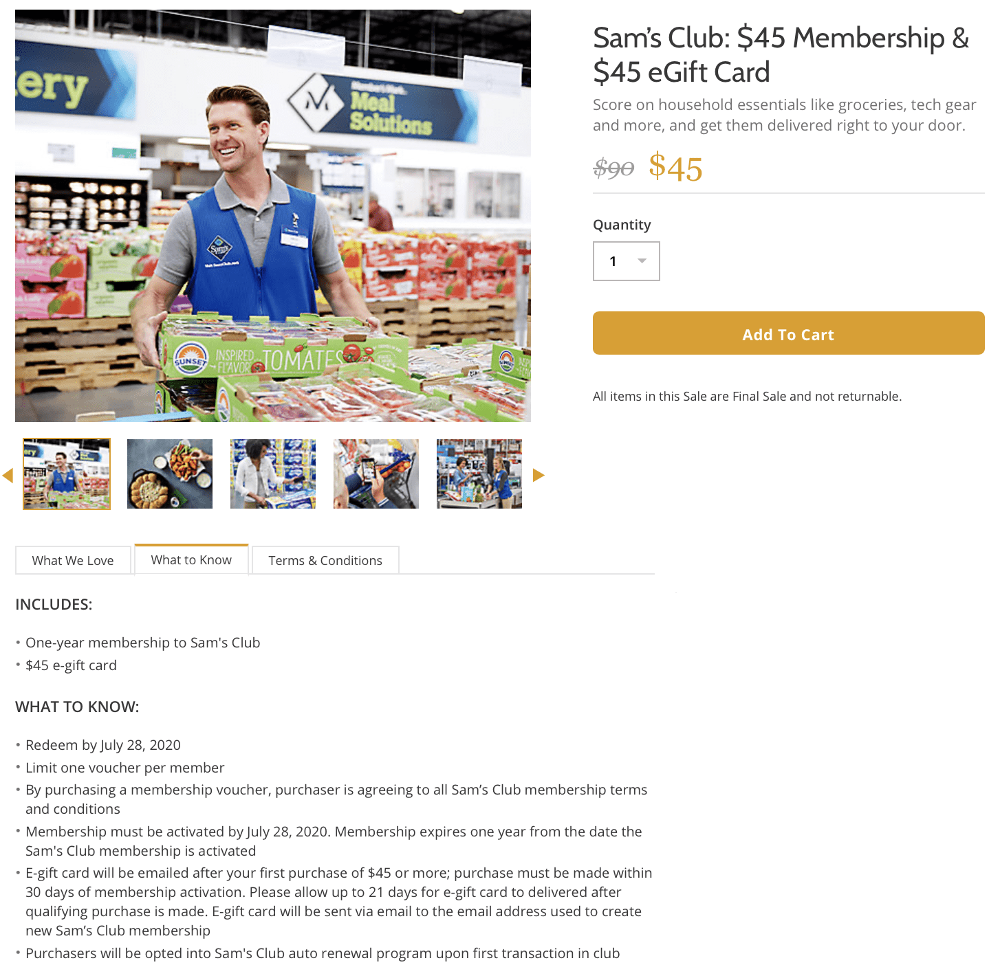 Gilt: Buy Sam's Club Membership + $45 E-Giftcard For $45 (Must Spend $45) -  Doctor Of Credit
