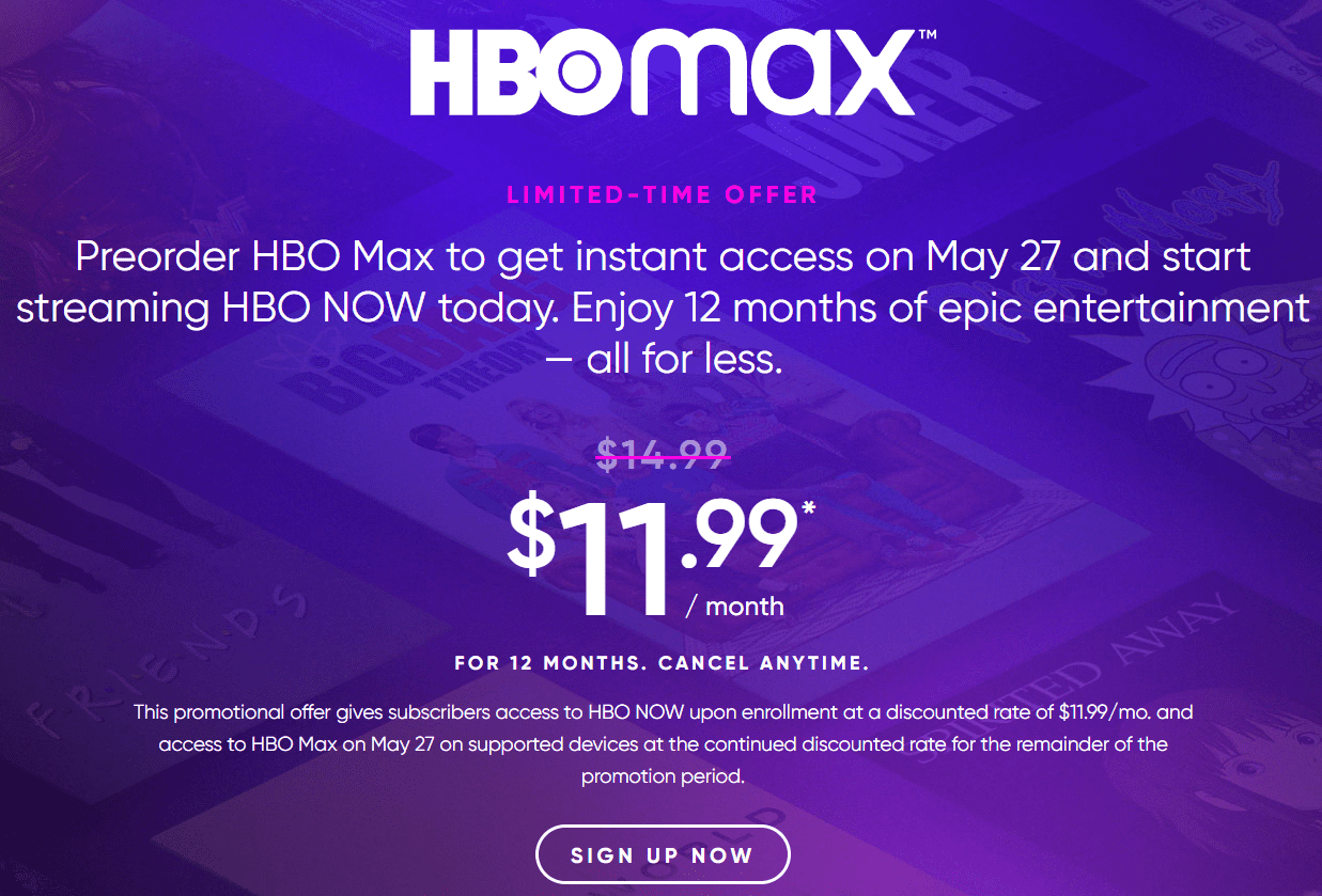 HBOMax  3 Months Just $1.99/Month (Reg. $9.99/Mo)