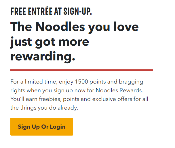 Noodles & Company Sign Up For Rewards Program & Get A Free Entree