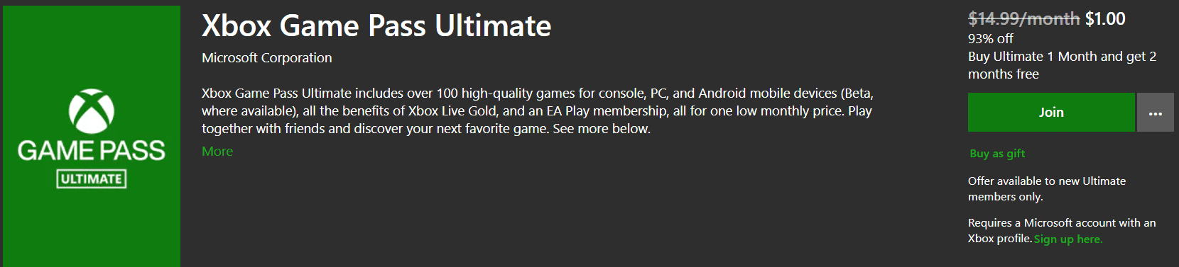 Xbox Game Pass 1 Month Ultimate Membership