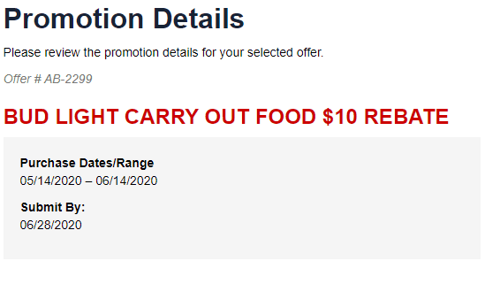  Expired Budweiser Carry Out Promo Get 10 Rebate On Carry Out AL 