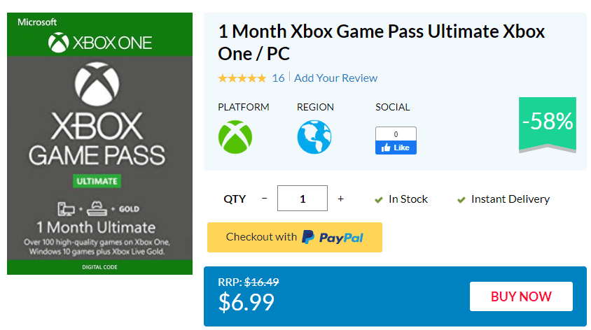 Xbox Game Pass 1 Month Ultimate Membership