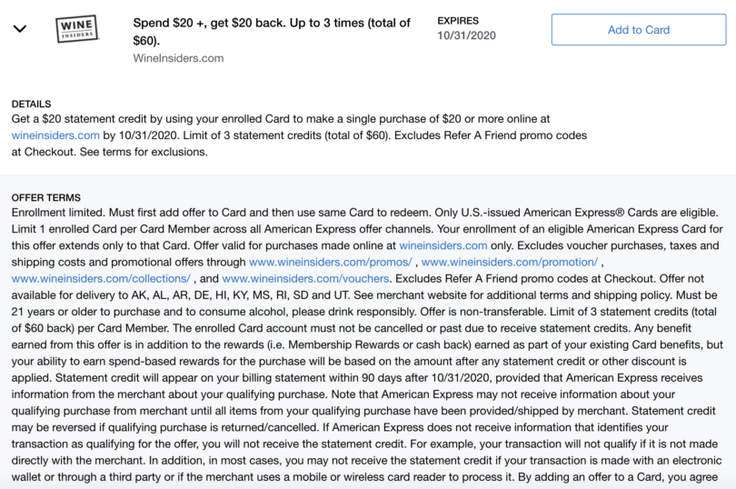 [Expired] AmEx Offers Spend 20 & Get 20 Statement