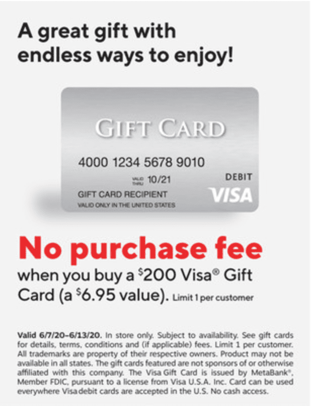 Visa Prepaid Card - $200 + $6 Fee