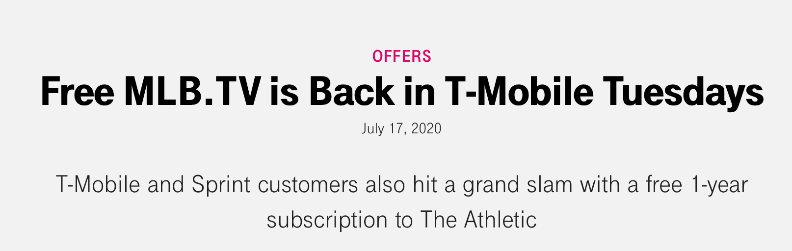 T-Mobile and Sprint Users Get Free Year Of MLB Premium and Free Year of The Athletic ($120 Value; 7/21-8/4)