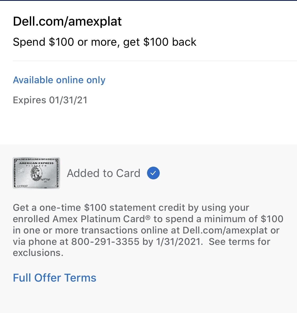 Expired] AmEx Offer (Platinum Cards): Dell, Spend $100+ & Receive $100  Statement Credit - Doctor Of Credit