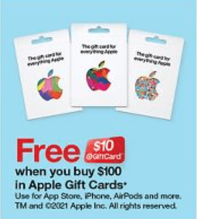 FREE $10 Target Gift Card with Apple Gift Card Purchase!