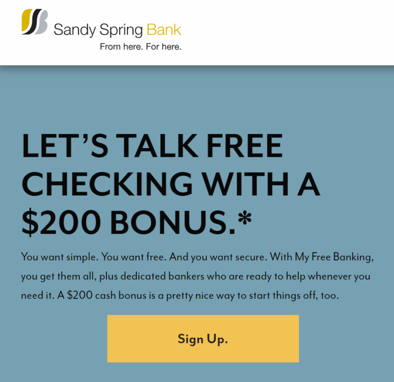 [Expired] [DC, MD, VA, DE, PA, or WV only] Sandy Spring Bank 300 Checking Bonus Doctor Of Credit