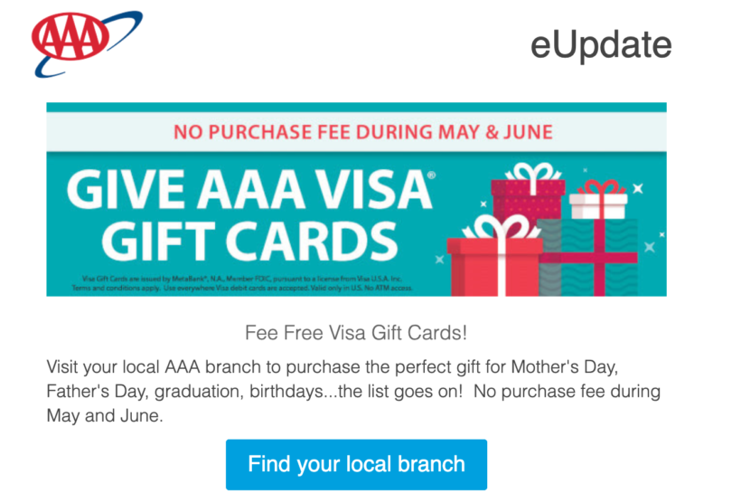 [YMMV] FeeFree Visa Giftcards for AAA Members Doctor Of Credit