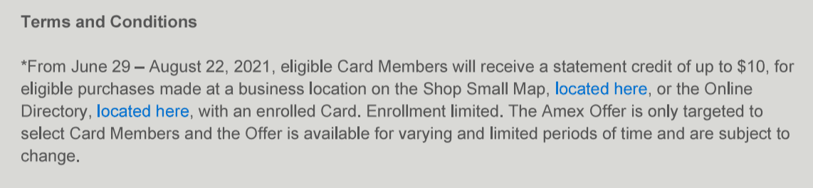 Amex Shop Small: $5 off $10 - Up to 10 Times