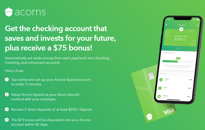 [Targeted] Acorns $75 Checking Bonus - Doctor Of Credit