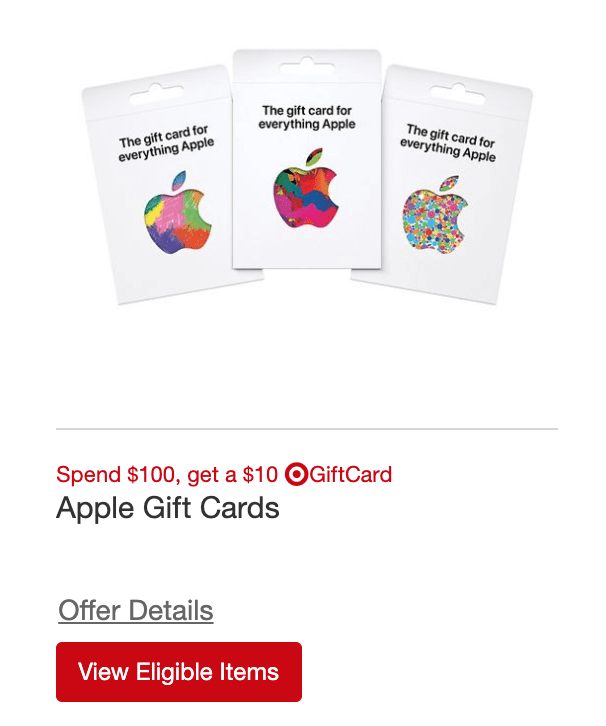 Buy $100 Apple eGift Card, Get Free $15 Target Gift Card!