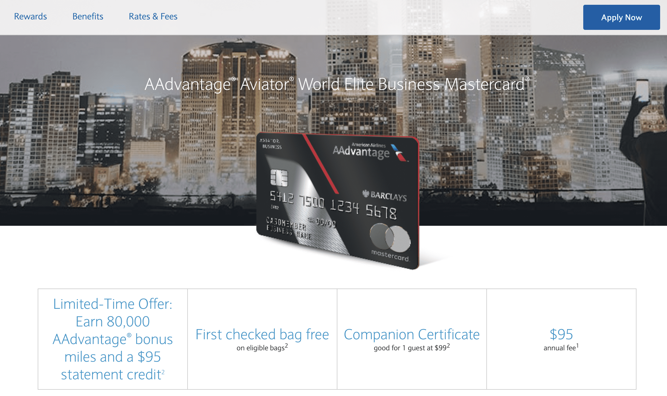 Barclays Business Aviator Card 80,000 Miles Signup Bonus + 95