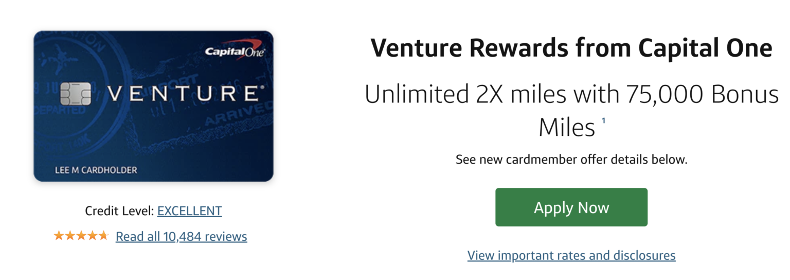 [Update 100k Preapproval Offer Or 200 Avelo Credit] Capital One Venture Signup Bonus 75,000