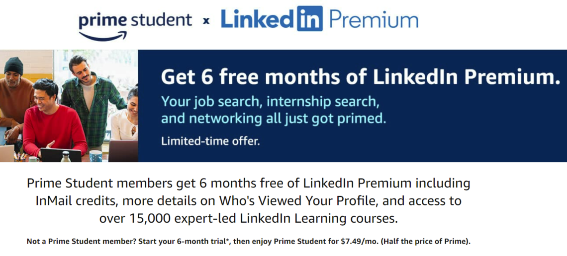 amazon prime student 6 months free linkedin