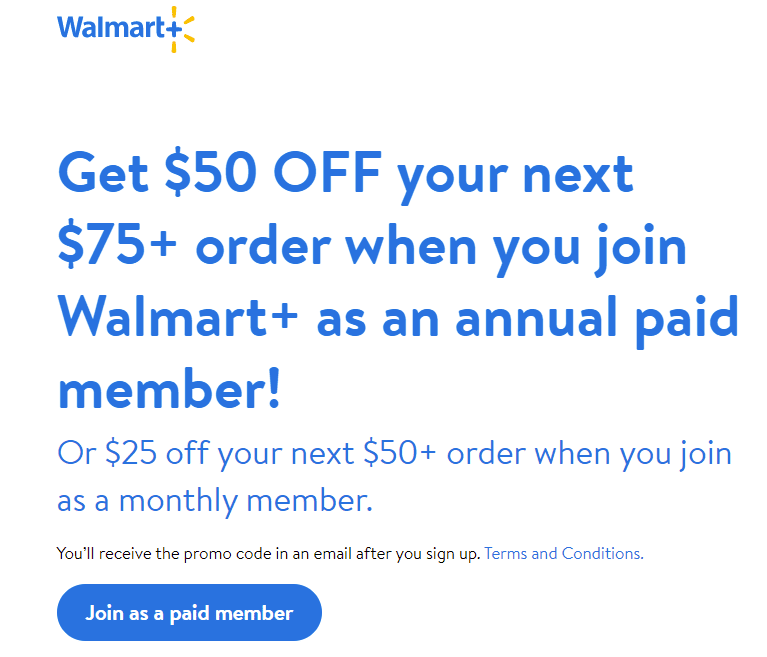 [YMMV] Walmart+ 50 Off 75 For New Users Doctor Of Credit