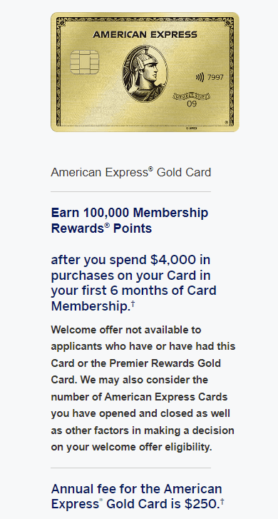 Targeted] American Express Gold 100,000 Points - Doctor Of Credit
