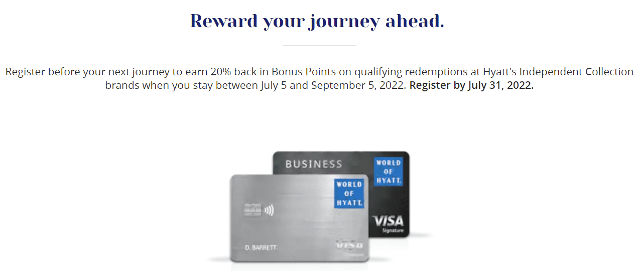 [Expired] Hyatt Cardholders 20 Back In Points On Hyatt's Independent
