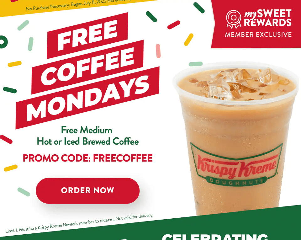 Krispy Kreme Free Medium Coffee On Monday With Promo Code FREECOFFEE