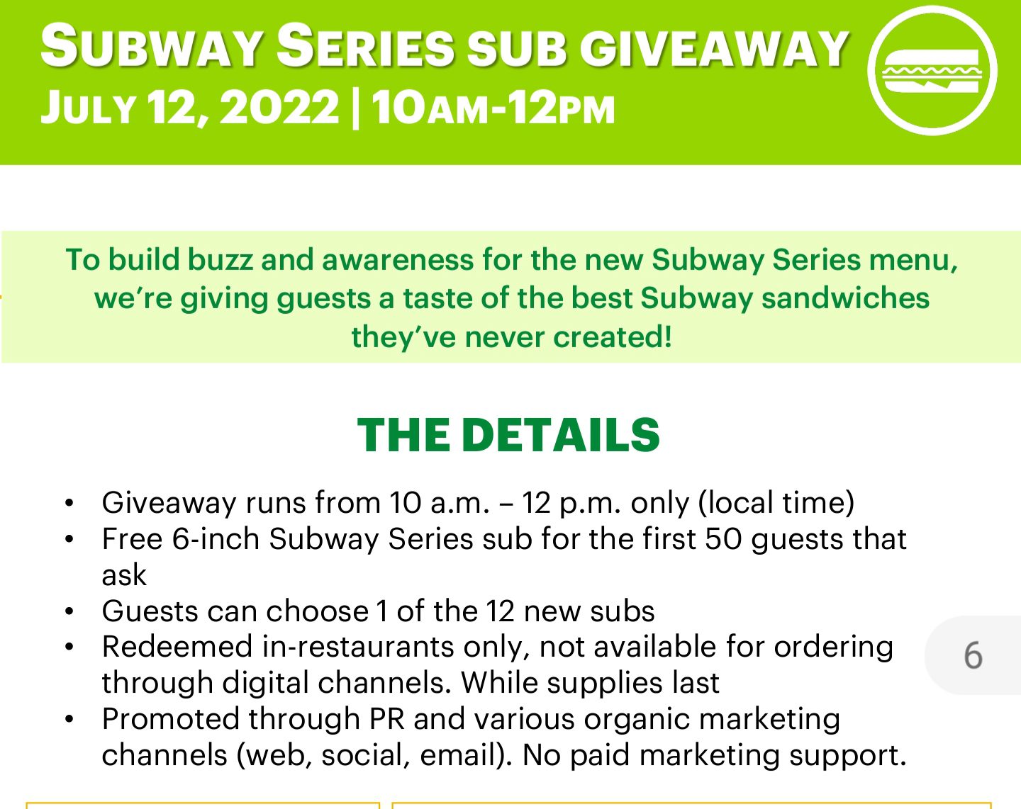 Free Subway sandwich: How to get free Subway Series sub July 12