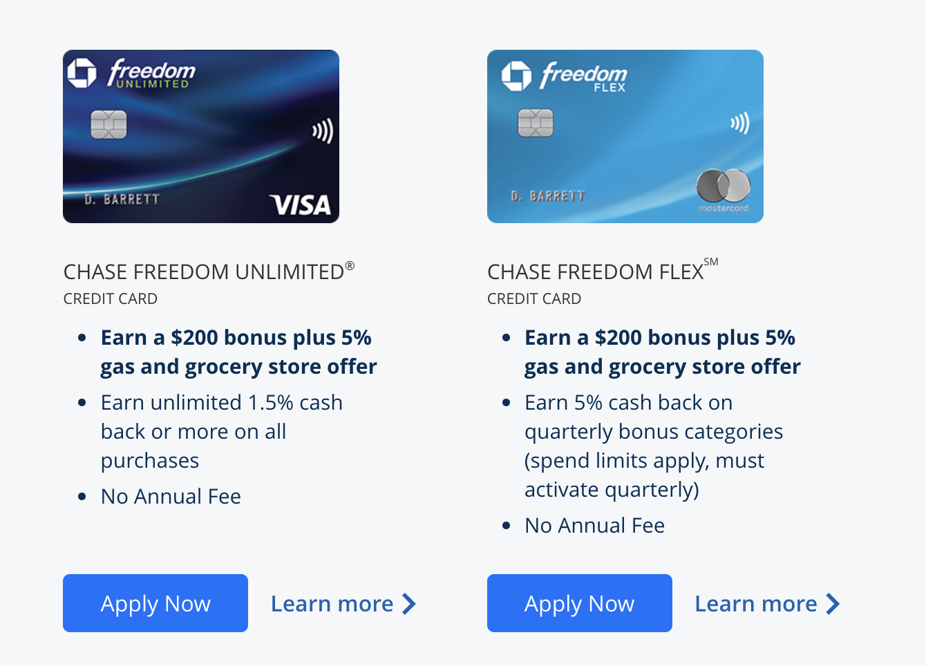 Chase Freedom Flex & Unlimited 200 Bonus + 5 Back On Grocery & Gas First Year (Up To 12k