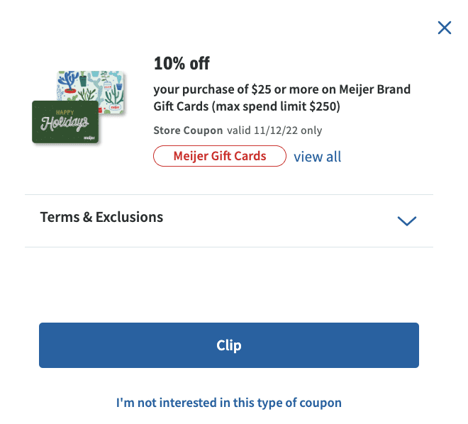[Expired] Meijer Save 10 On Up To 250 Meijer Gift Card (Saturday