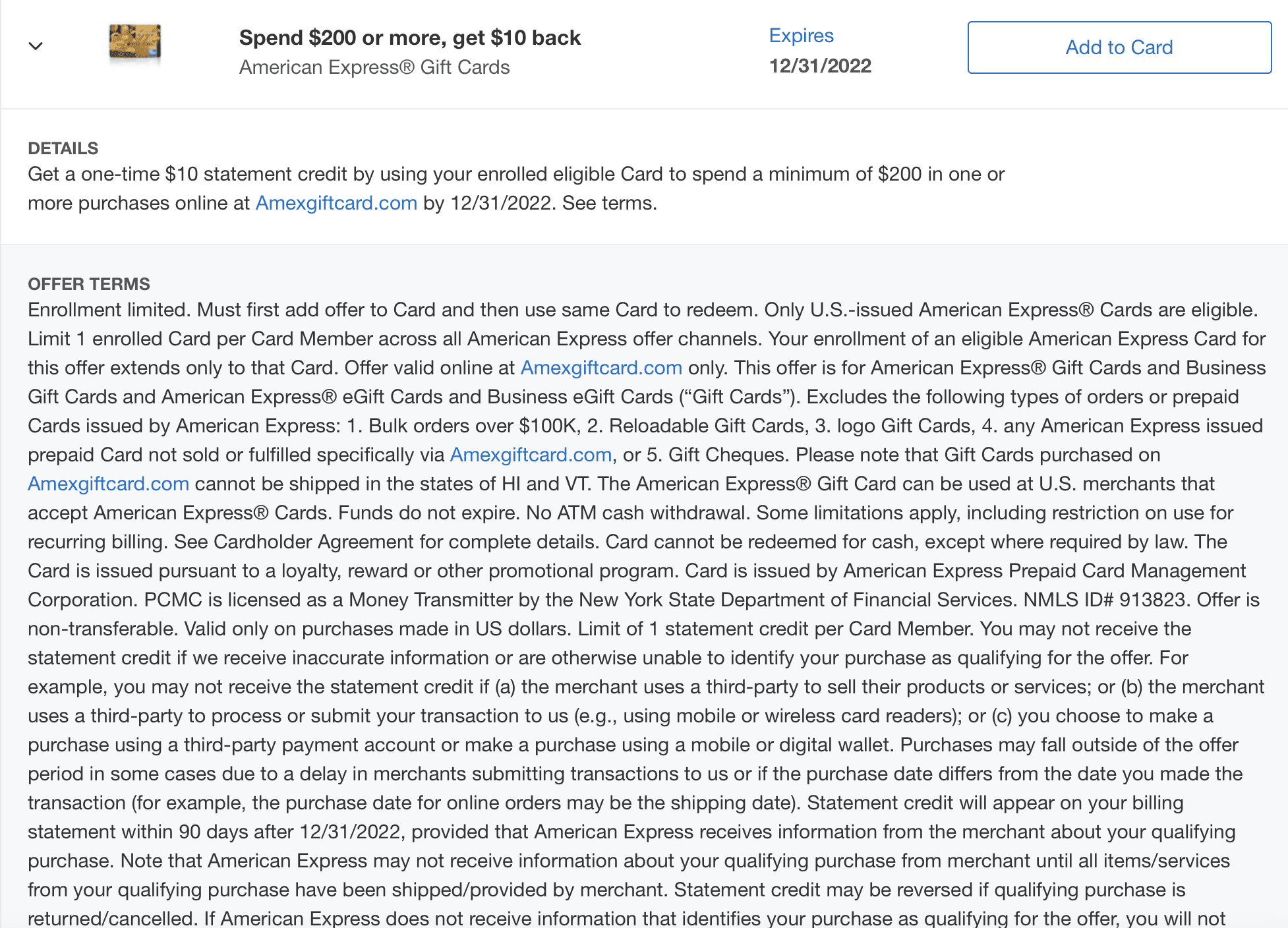 [Expired] AmEx Offers American Express Giftcards, Spend 1,000/200
