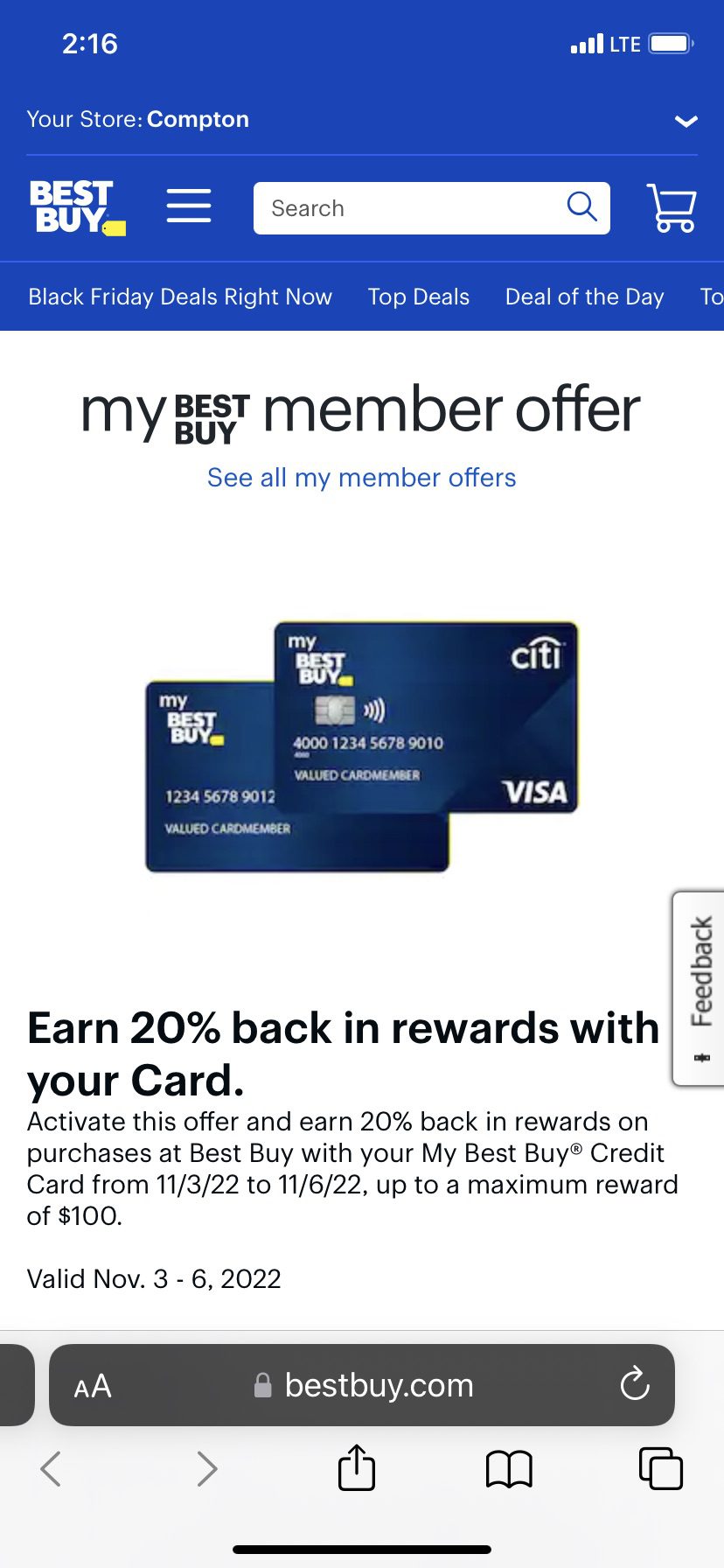  Expired Targeted Best Buy Visa Offer Earn 20 Back In Rewards 